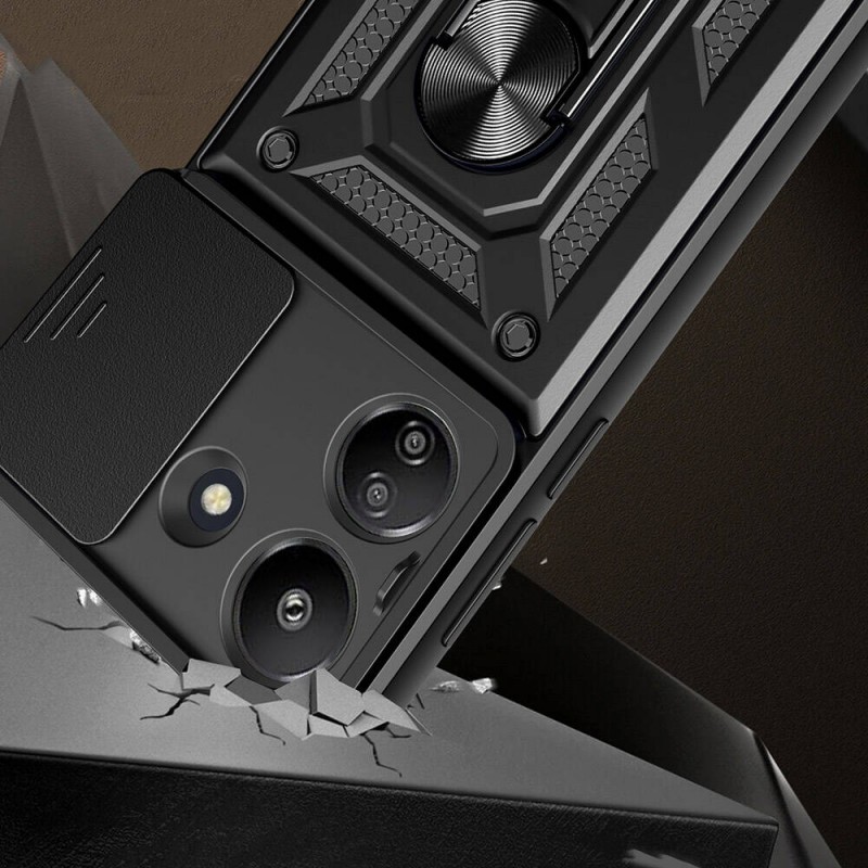 Bal-z Xiaomi Redmi 13C Kılıf Magnetik Standlı Kamera Korumalı  Sürgülü Vega Kapak