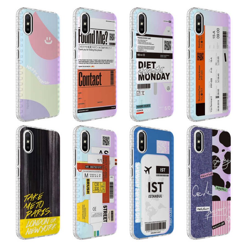 Bal-z Xiaomi Redmi 9A Kılıf Airbag Kenarlı Renkli Desenli Silikon  Elegans Kapak