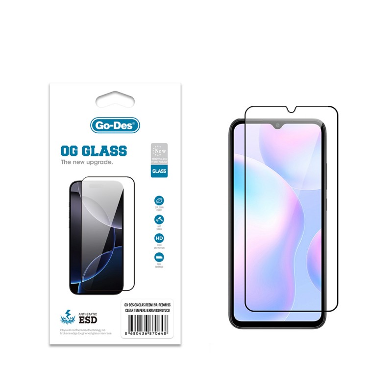 Bal-z Xiaomi Redmi 9C Go Des OG Glass Antistatik Temperli Cam Ekran Koruyucu