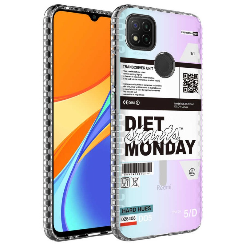 Bal-z Xiaomi Redmi 9C Kılıf Airbag Kenarlı Renkli Desenli Silikon  Elegans Kapak