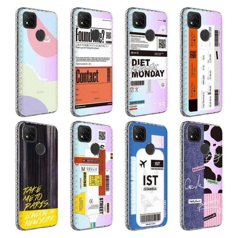 Bal-z Xiaomi Redmi 9C Kılıf Airbag Kenarlı Renkli Desenli Silikon  Elegans Kapak