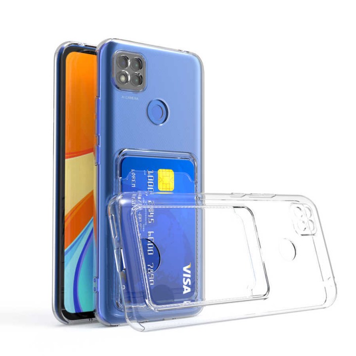 Xiaomi Redmi 9C Kılıf Kartlıklı Şeffaf Zore Setra Clear Silikon Kapak