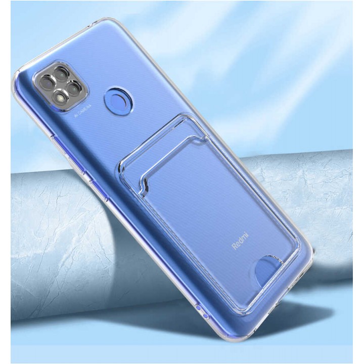 Xiaomi Redmi 9C Kılıf Kartlıklı Şeffaf Zore Setra Clear Silikon Kapak