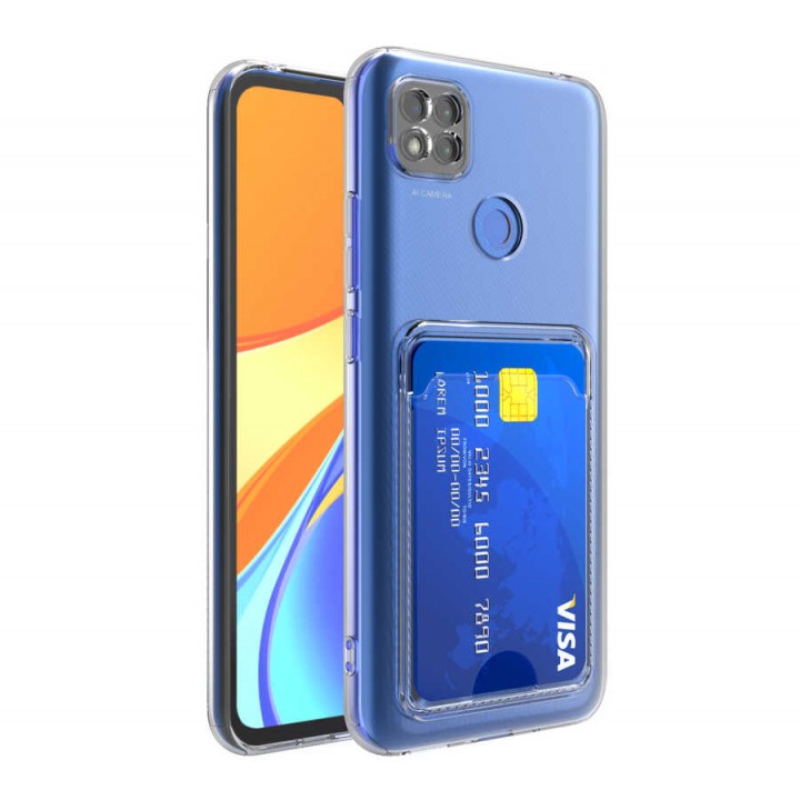 Xiaomi Redmi 9C Kılıf Kartlıklı Şeffaf Zore Setra Clear Silikon Kapak