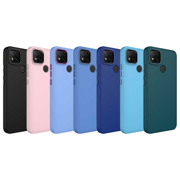 Xiaomi Redmi 9C Kılıf Metal Çerçeve ve Buton Tasarımlı Silikon Zore Luna Kapak