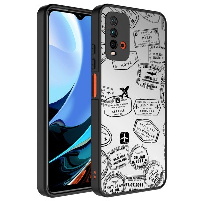 Bal-z Xiaomi Redmi 9T Kılıf Aynalı Desenli Kamera Korumalı Parlak  Mirror Kapak