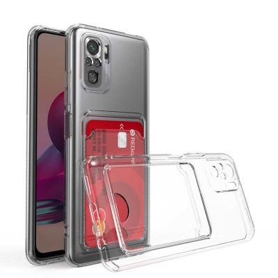 Bal-z Xiaomi Redmi Note 10 Kılıf Kartlıklı Şeffaf  Setra Clear Silikon Kapak