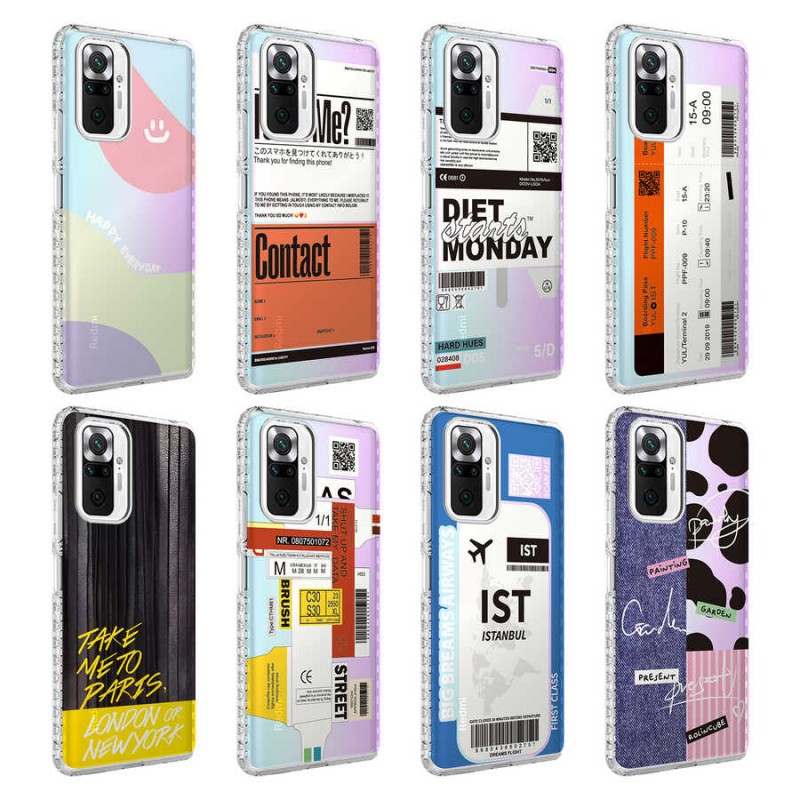 Bal-z Xiaomi Redmi Note 10 Pro Kılıf Airbag Kenarlı Renkli Desenli Silikon  Elegans Kapak