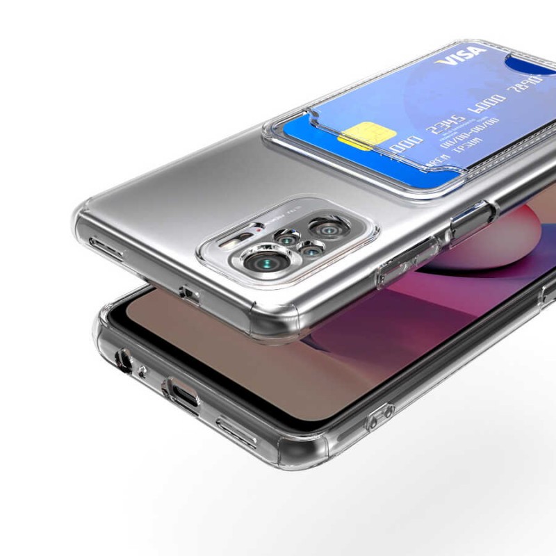 Bal-z Xiaomi Redmi Note 10S Kılıf Kartlıklı Şeffaf  Setra Clear Silikon Kapak