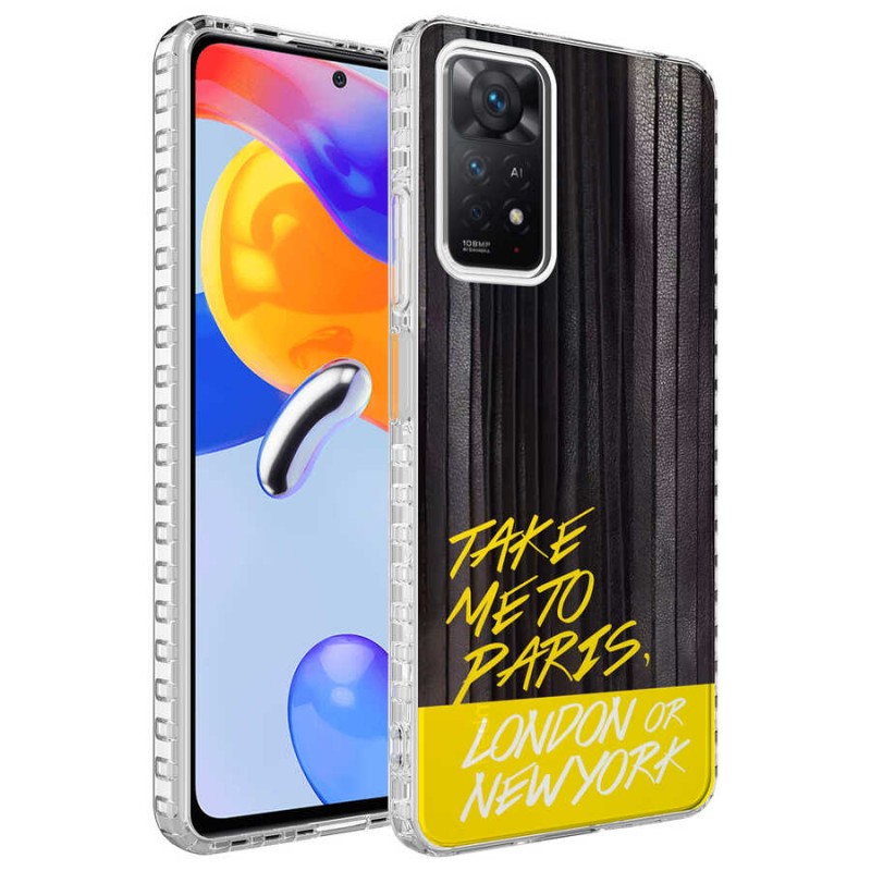 Bal-z Xiaomi Redmi Note 11 Global Kılıf Airbag Kenarlı Renkli Desenli Silikon  Elegans Kapak