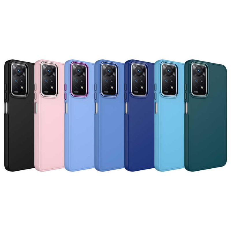 Bal-z Xiaomi Redmi Note 11 Global Kılıf Metal Çerçeve ve Buton Tasarımlı Silikon  Luna Kapak
