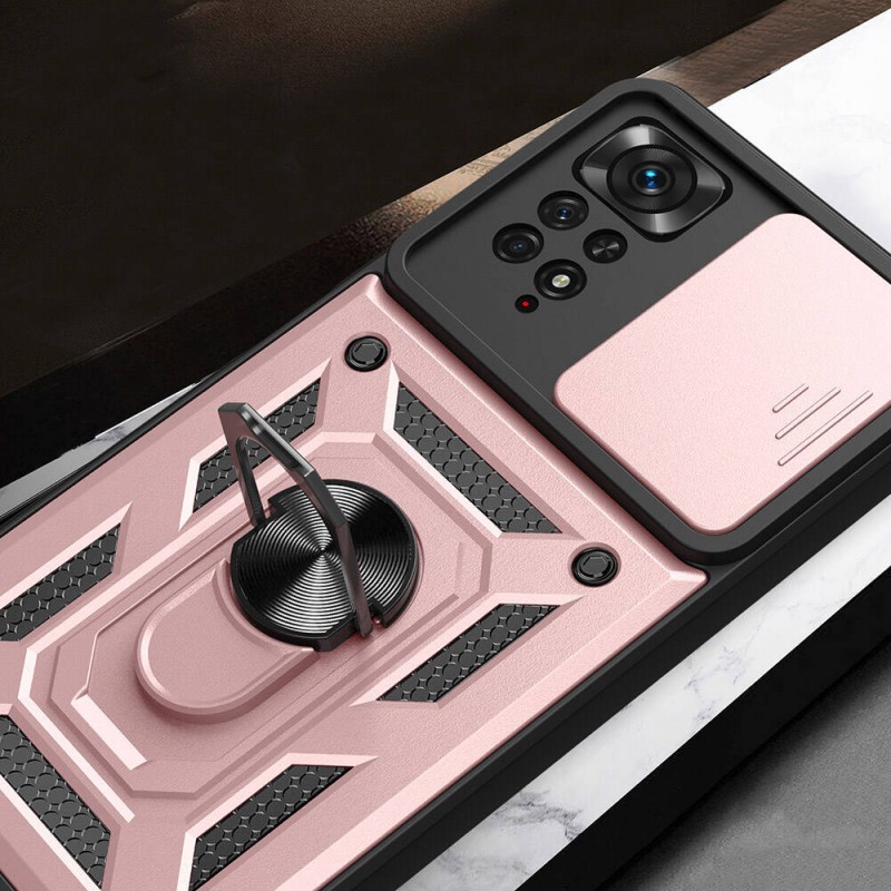 Bal-z Xiaomi Redmi Note 11 Pro 4G Kılıf Magnetik Standlı Kamera Korumalı  Sürgülü Vega Kapak