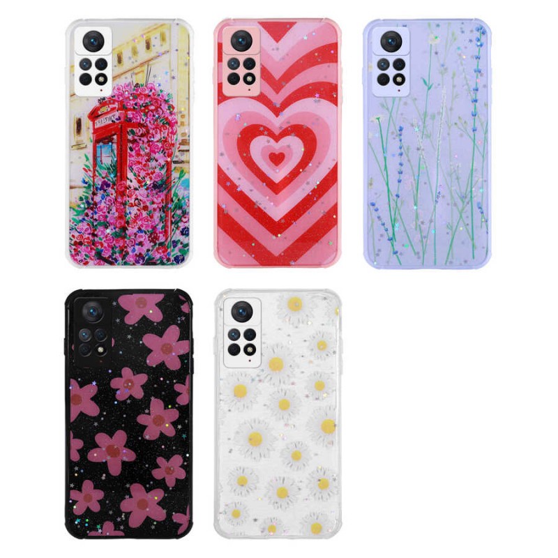 Bal-z Xiaomi Redmi Note 11 Pro 5G Kılıf Simli Desenli Kamera Korumalı Parlak  Popy Kapak