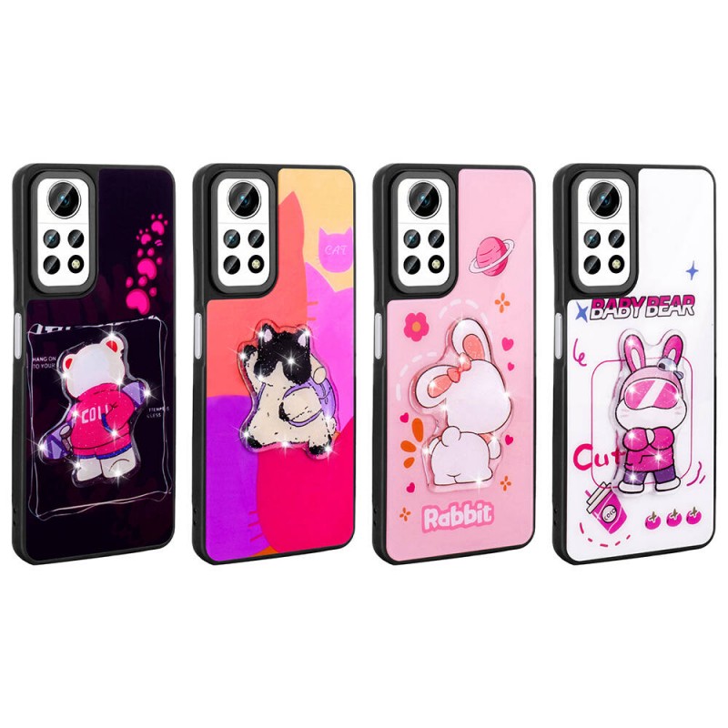 Bal-z Xiaomi Redmi Note 12 Pro 4G Kılıf Parlayan Kabartmalı İkonik Figürlü  Amas Silikon Kapak