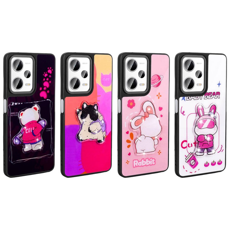 Bal-z Xiaomi Redmi Note 12 Pro Plus 5G Kılıf Parlayan Kabartmalı İkonik Figürlü  Amas Silikon Kapak