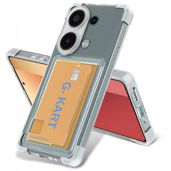 Xiaomi Redmi Note 13 4G Kılıf Airbag Tasarımlı Şeffaf Kartlıklı Zore G-Kart Kapak Xiaomi Redmi Note 13 4G Kılıf Airbag Tasarımlı Şeffaf Kartlıklı Zore G-Kart Kapak