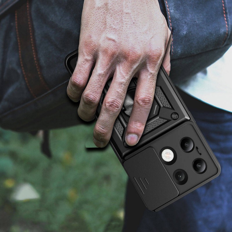 Bal-z Xiaomi Redmi Note 13 4G Kılıf Magnetik Standlı Kamera Korumalı  Sürgülü Vega Kapak