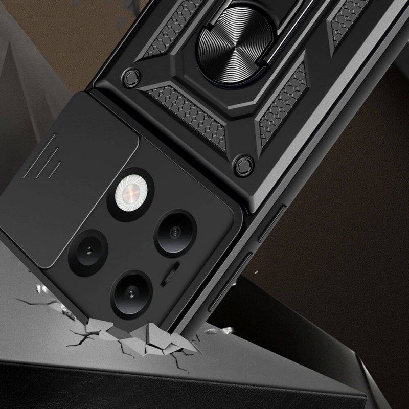 Bal-z Xiaomi Redmi Note 13 4G Kılıf Magnetik Standlı Kamera Korumalı  Sürgülü Vega Kapak