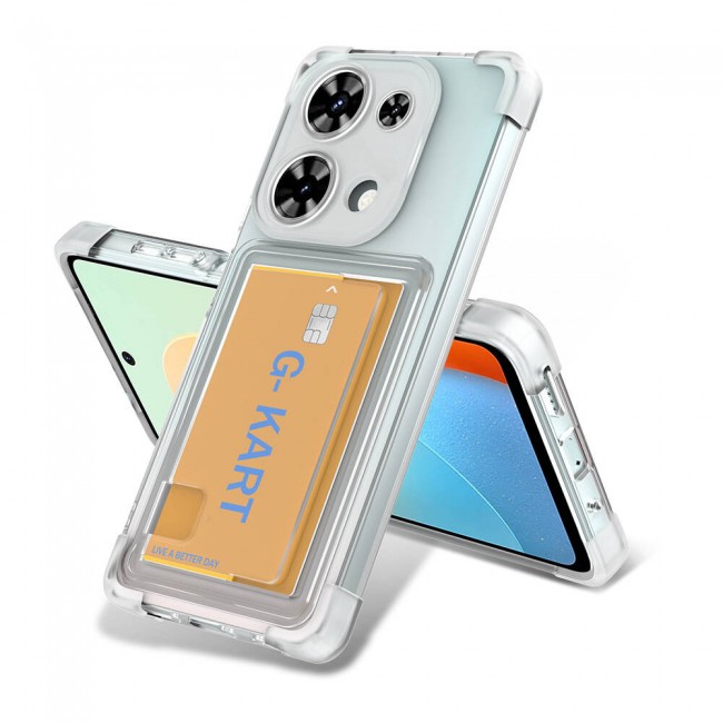 Xiaomi Redmi Note 13 Pro 4G Kılıf Airbag Tasarımlı Şeffaf Kartlıklı Zore G-Kart Kapak Xiaomi Redmi Note 13 Pro 4G Kılıf Airbag Tasarımlı Şeffaf Kartlıklı Zore G-Kart Kapak