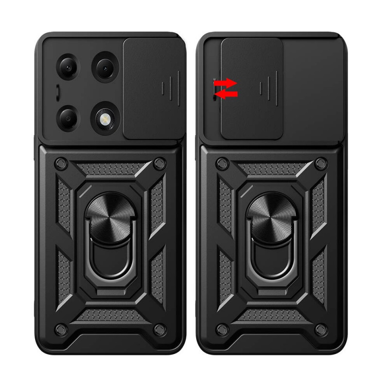 Bal-z Xiaomi Redmi Note 13 Pro 4G Kılıf Magnetik Standlı Kamera Korumalı  Sürgülü Vega Kapak