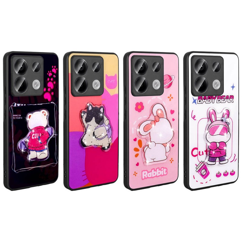 Bal-z Xiaomi Redmi Note 13 Pro 5G Kılıf Parlayan Kabartmalı İkonik Figürlü  Amas Silikon Kapak