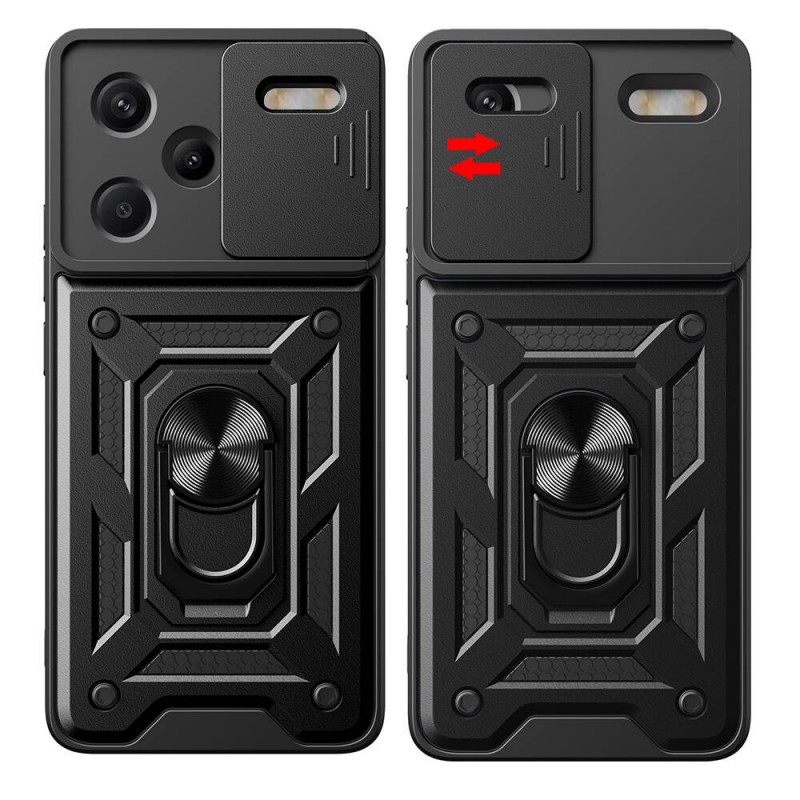 Bal-z Xiaomi Redmi Note 13 Pro Plus 5G Kılıf Magnetik Standlı Kamera Korumalı Zore Sürgülü Vega Kapak