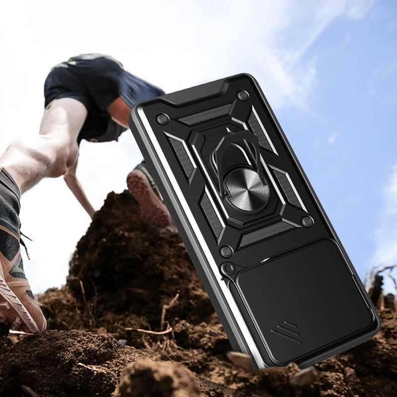 Bal-z Xiaomi Redmi Note 14 4G Kılıf Magnetik Standlı Kamera Korumalı Zore Sürgülü Vega Kapak