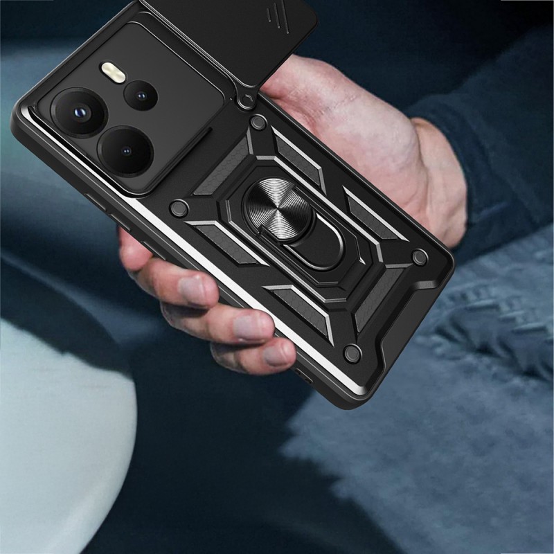 Bal-z Xiaomi Redmi Note 14 4G Kılıf Magnetik Standlı Kamera Korumalı Zore Sürgülü Vega Kapak