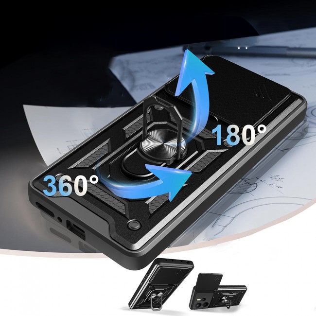Xiaomi Redmi Note 14 Kılıf Magnetik Standlı Kamera Korumalı Zore Sürgülü Vega Kapak Xiaomi Redmi Note 14 Kılıf Magnetik Standlı Kamera Korumalı Zore Sürgülü Vega Kapak
