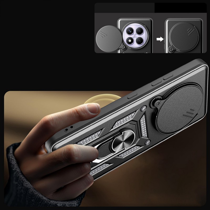 Bal-z Xiaomi Redmi Note 14 Pro 4G Kılıf Magnetik Standlı Kamera Korumalı Zore Sürgülü Vega Kapak