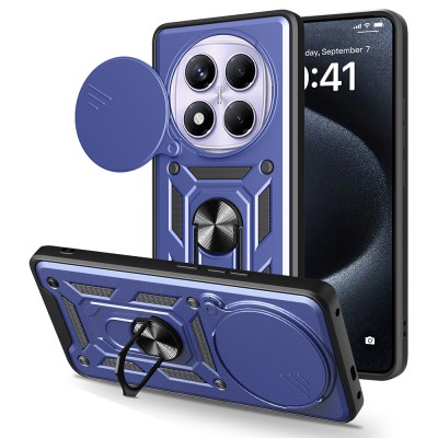 Bal-z Xiaomi Redmi Note 14 Pro 4G Kılıf Magnetik Standlı Kamera Korumalı Zore Sürgülü Vega Kapak