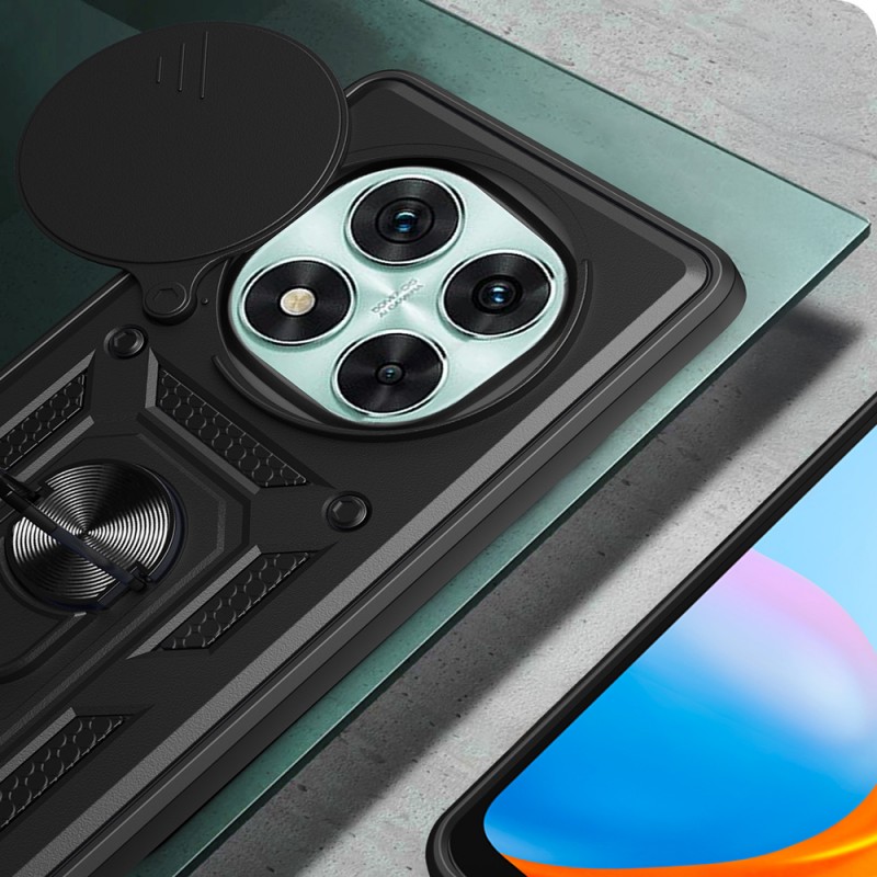 Bal-z Xiaomi Redmi Note 14 Pro 5G Kılıf Magnetik Standlı Kamera Korumalı Zore Sürgülü Vega Kapak