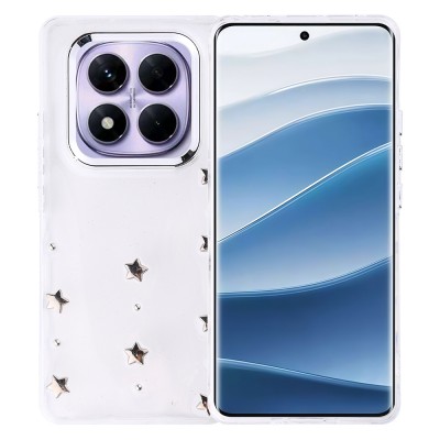 Bal-z Xiaomi Redmi Note 14 Pro Plus Kılıf Airbag Tasarımlı Simli Şeffaf Zore Kutup Kapak