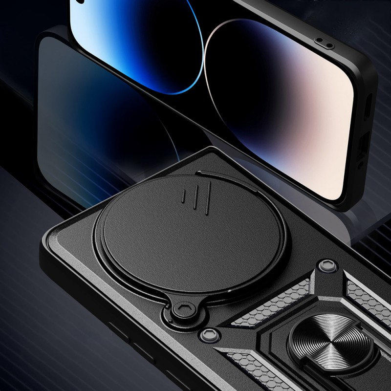 Bal-z Xiaomi Redmi Note 14 Pro Plus Kılıf Magnetik Standlı Kamera Korumalı Zore Sürgülü Vega Kapak