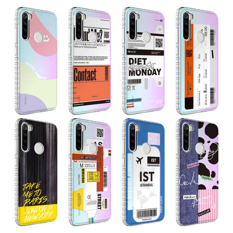 Bal-z Xiaomi Redmi Note 8 Kılıf Airbag Kenarlı Renkli Desenli Silikon  Elegans Kapak