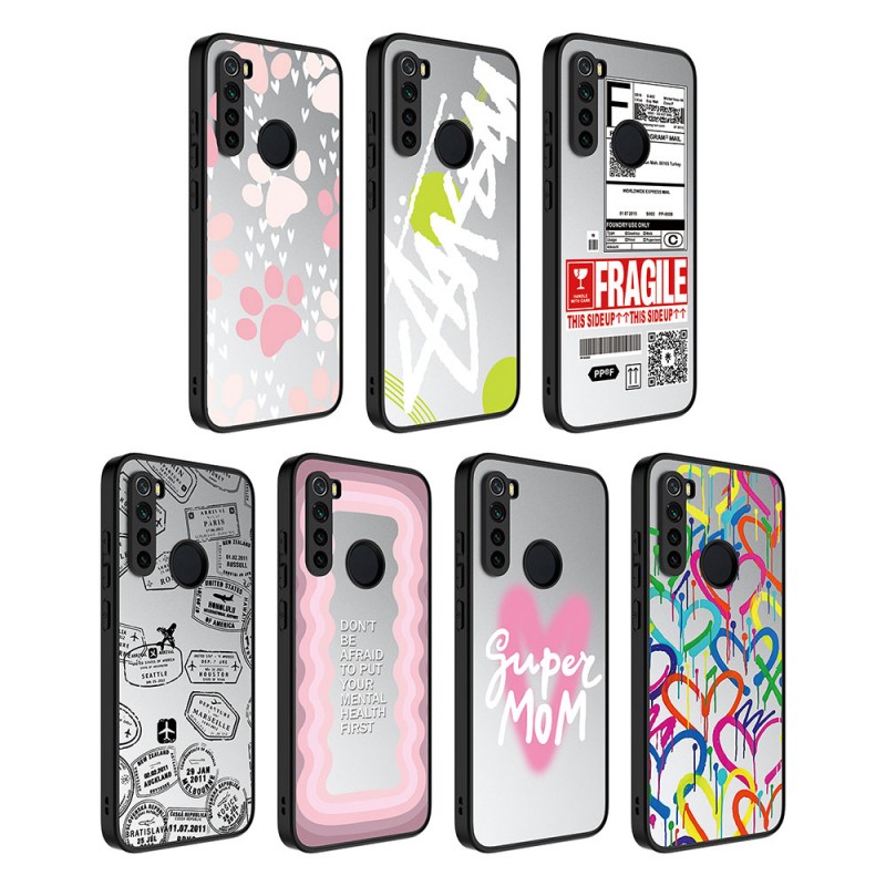 Bal-z Xiaomi Redmi Note 8 Kılıf Aynalı Desenli Kamera Korumalı Parlak  Mirror Kapak