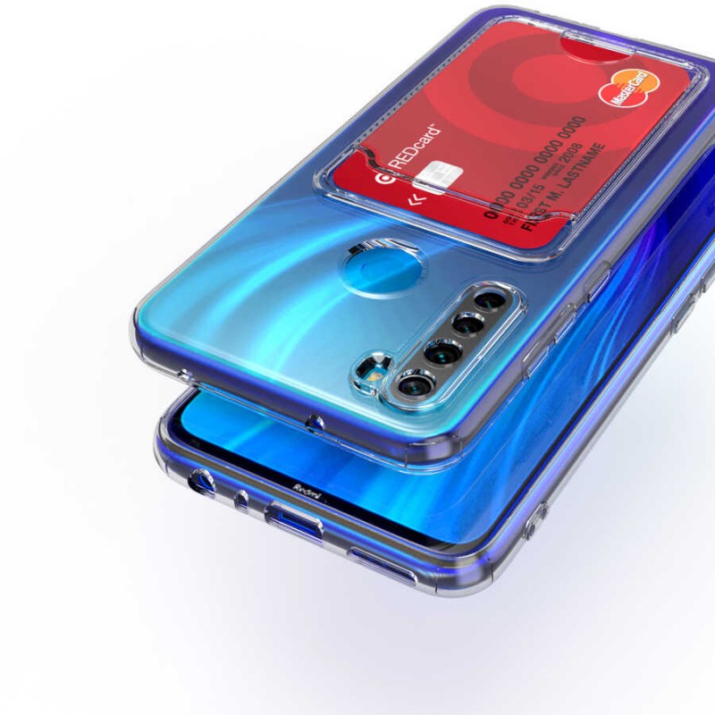 Bal-z Xiaomi Redmi Note 8 Kılıf Kartlıklı Şeffaf  Setra Clear Silikon Kapak