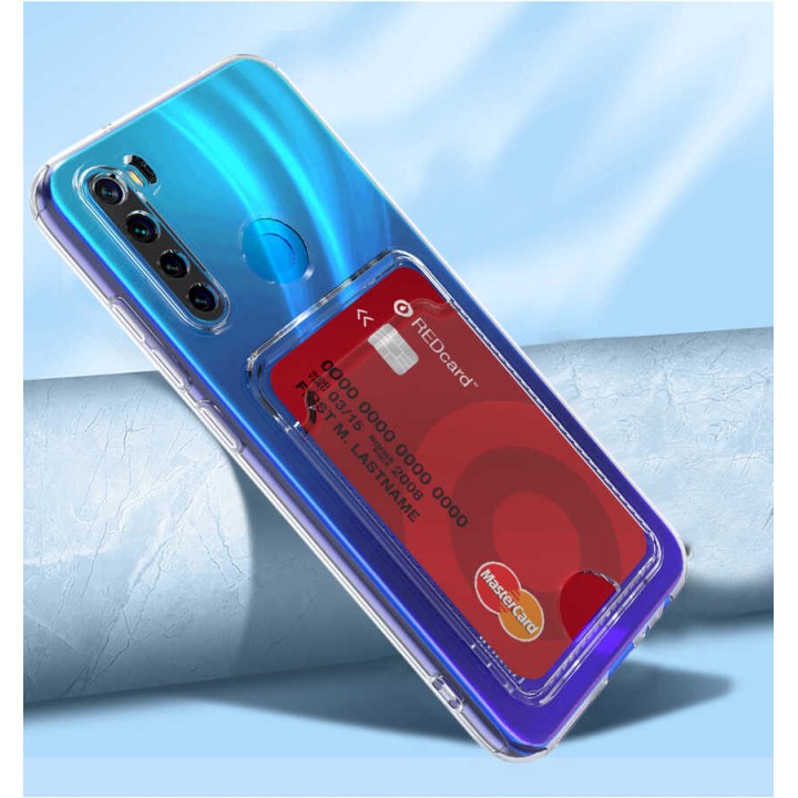 Xiaomi Redmi Note 8 Kılıf Kartlıklı Şeffaf Zore Setra Clear Silikon Kapak