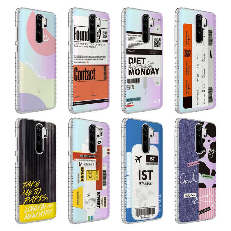 Bal-z Xiaomi Redmi Note 8 Pro Kılıf Airbag Kenarlı Renkli Desenli Silikon  Elegans Kapak