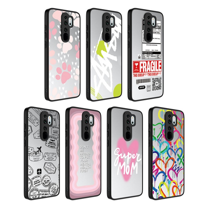 Bal-z Xiaomi Redmi Note 8 Pro Kılıf Aynalı Desenli Kamera Korumalı Parlak  Mirror Kapak