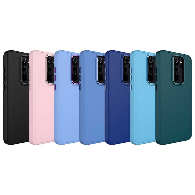 Bal-z Xiaomi Redmi Note 8 Pro Kılıf Metal Çerçeve ve Buton Tasarımlı Silikon  Luna Kapak