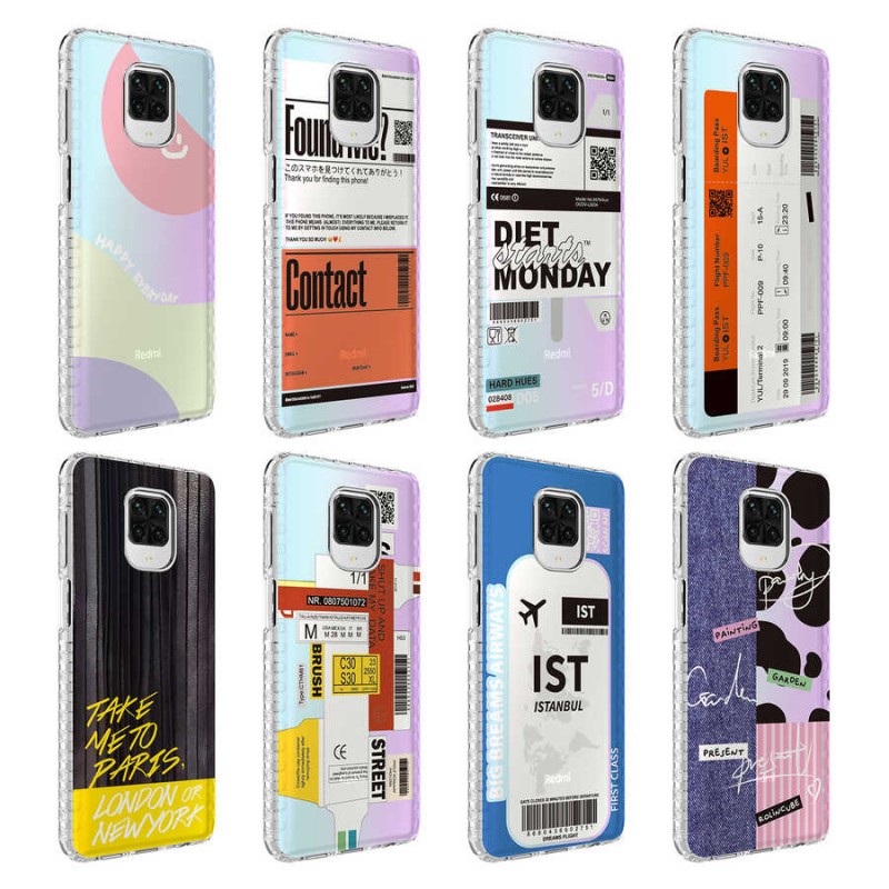 Bal-z Xiaomi Redmi Note 9 Pro Kılıf Airbag Kenarlı Renkli Desenli Silikon  Elegans Kapak