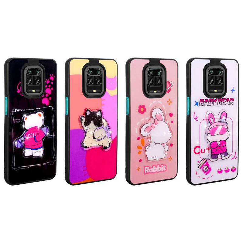 Bal-z Xiaomi Redmi Note 9 Pro Kılıf Parlayan Kabartmalı İkonik Figürlü  Amas Silikon Kapak