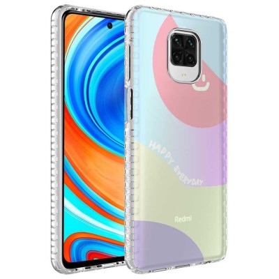 Bal-z Xiaomi Redmi Note 9S Kılıf Airbag Kenarlı Renkli Desenli Silikon  Elegans Kapak