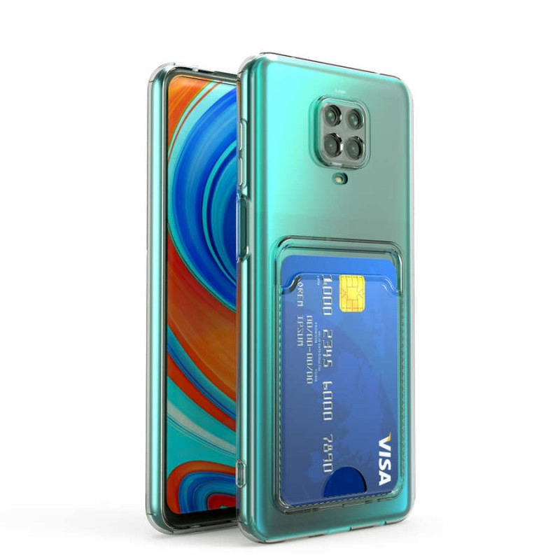 Bal-z Xiaomi Redmi Note 9S Kılıf Kartlıklı Şeffaf  Setra Clear Silikon Kapak