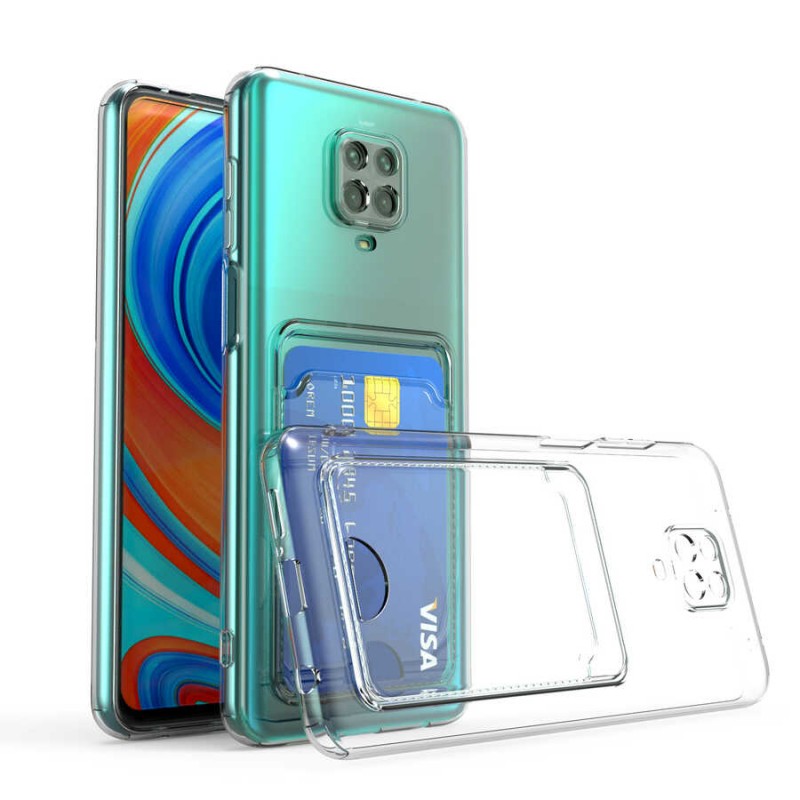 Bal-z Xiaomi Redmi Note 9S Kılıf Kartlıklı Şeffaf  Setra Clear Silikon Kapak
