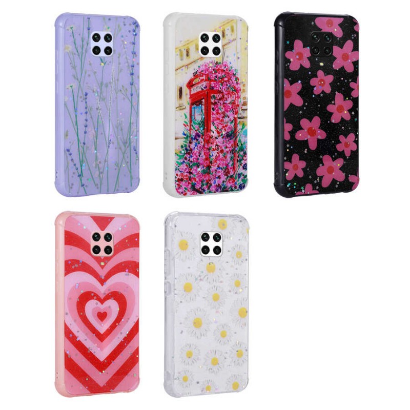 Bal-z Xiaomi Redmi Note 9S Kılıf Simli Desenli Kamera Korumalı Parlak  Popy Kapak