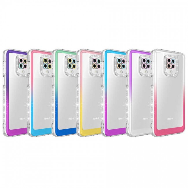 Xiaomi Redmi Note 9S Kılıf Simli ve Renk Geçiş Tasarımlı Lens Korumalı Zore Park Kapak Xiaomi Redmi Note 9S Kılıf Simli ve Renk Geçiş Tasarımlı Lens Korumalı Zore Park Kapak