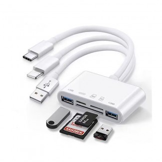 Zore All Round 5in1 Type-C & Lightning & USB Çıkışlı OTG Hafıza Kart Okuyucu Zore All Round 5in1 Type-C & Lightning & USB Çıkışlı OTG Hafıza Kart Okuyucu