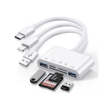 Bal-z Zore All Round 5in1 Type-C & Lightning & USB Çıkışlı OTG Hafıza Kart Okuyucu